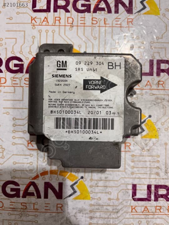 09229304BH 5WK42927 OPEL ASTRA G AİRBAG BEYNİ